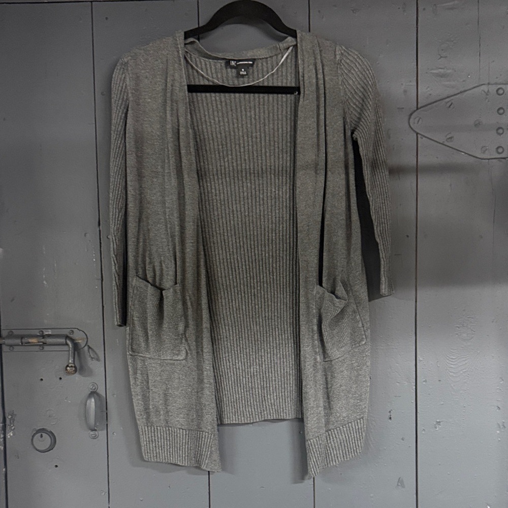 INC International Concepts Gray Ribbed Cardigan